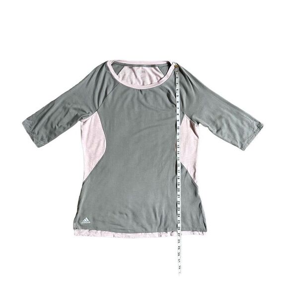 Adidas Colorblock Modal Stretch 1/2 Sleeve Casual T-Shirt Pink & Gray Size Large - Picture 9 of 11